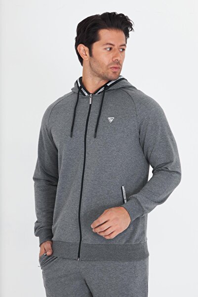 TRENDHİLL Чоловічий бавовняний спортивний костюм з капюшоном, антрацит 5756-A