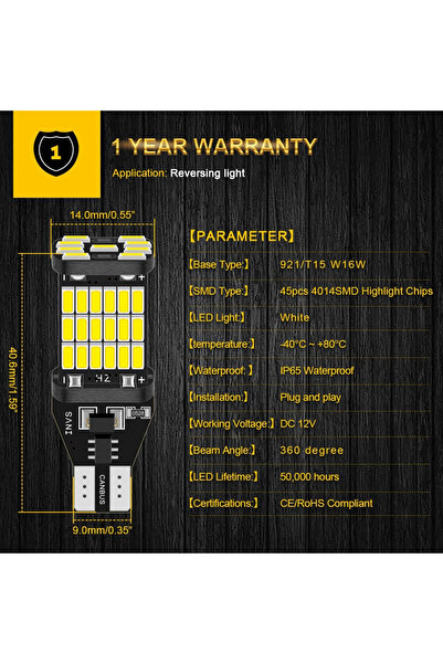 Choice TOURAN (10-22) BMTxms 2PCS T15 W16W LED Canbus For VW Golf 7 Passat Touareg Touran UP Tiguan Beetle