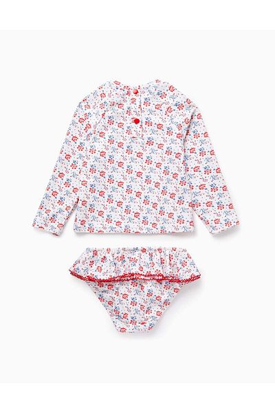 Ziddy T-shirt + Bikini Bottom UPF80 for Girls, White