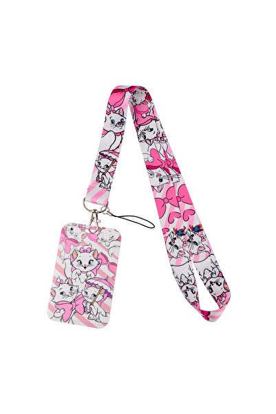 Choice حبل رقبة لطيف على شكل قطة ماري حمراء لمفتاح، وحامل بطاقة هوية، وسلسلة ...