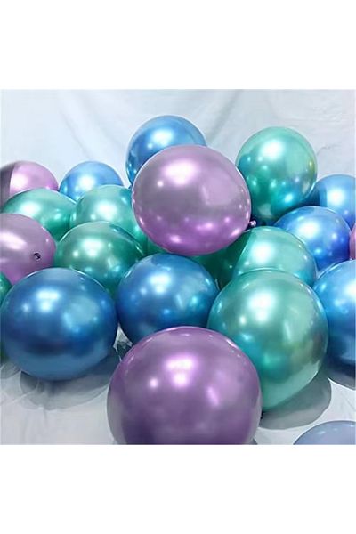 Choice 10inch Purple Blue Green 15pcs Chrome Metallic Mermaid Latex Balloons Set Happy Birthday Party Decor