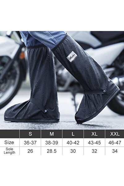 Choice غطاء حذاء مطر أسود عالي الارتفاع مقاس XXL (46-47) عاكس مقاوم للماء أسو...