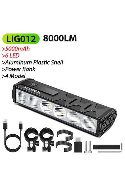 NEWBOLER LIG012-5000 10000mAh Bicycle Light 17 LED Front Double Bracket Power Bank MTB Mountain Bicycle Lamp