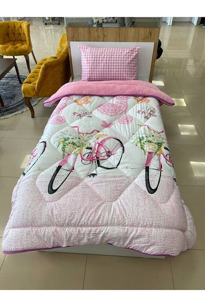 Sudemhome Single Double Sided Welsoft Elite Quilt Soft Fleece Quilt Pillowcase Bicycle Pink