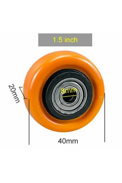 Choice 1pc 1.5inch Pu Replacement Caster Wheels With Double Bearings Orange Color High Load Capacity Wear R