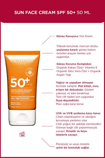 Clarins SPF50+ 50 ML Sunscreen for Face - Very High Protection
