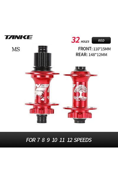 TANKE 6-bolt 32h Ms Red F R -boost 12x148,15x110,aluminum Bicycle Hub,32 Holes 120 Clicks 4bearing Mt