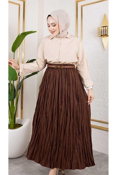 HARMAN BUTİK Wrinkled Linen Skirt
