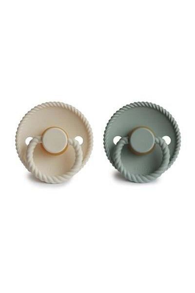 Frigg Rope Double Rubber Pacifier - Cream / Sage 6-18 Months