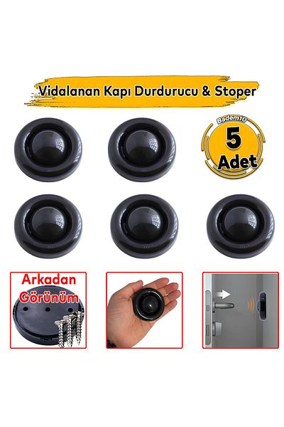 Badem10 5Pcs Screw Mounted Black Silicone Door Stopper Buffer with Screws Door Back Protective Handle Stopper Holder