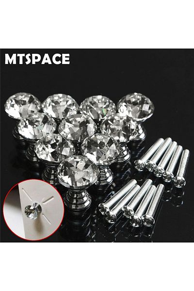 Choice Mtspace 10pcs/set 20mm Crystal Glass Clear Cabinet Knob Drawer Pull Handle Kitchen Door Wardrobe ...