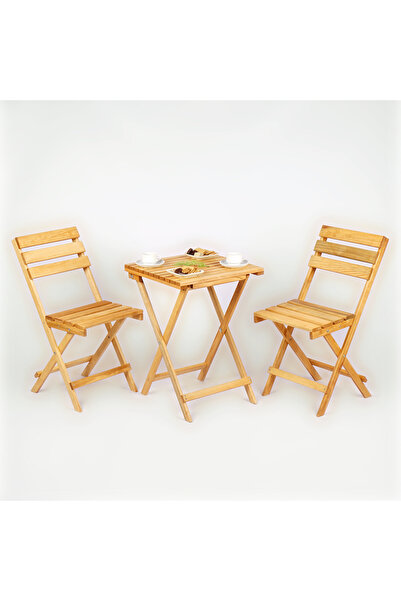 WOODENSA Balkon ,Bahçe ,Mutfak 3'lü Bistro Set 2 Sandalye 1 Masa