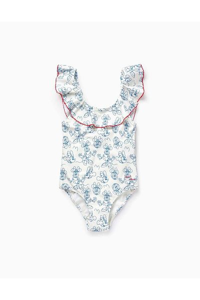 Ziddy UPF80 Swimsuit for Girls 'Minnie', White