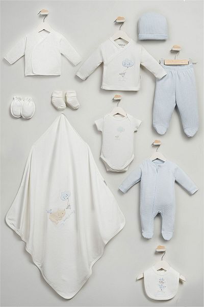 Bebitof Cute Polar Bear and Bird Patterned 10 Piece Boxed Newborn Hospital Outfit Set