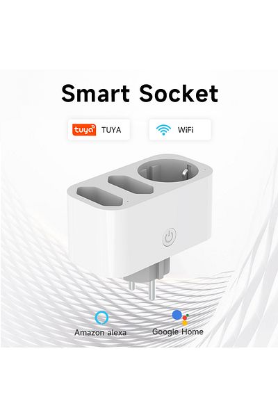 Choice 220V-240 WHITE TUYA EU Smart Tribble Plug, 3in 1 Voice-Controlled Wi-Fi Socket, Alexa/Google Home,