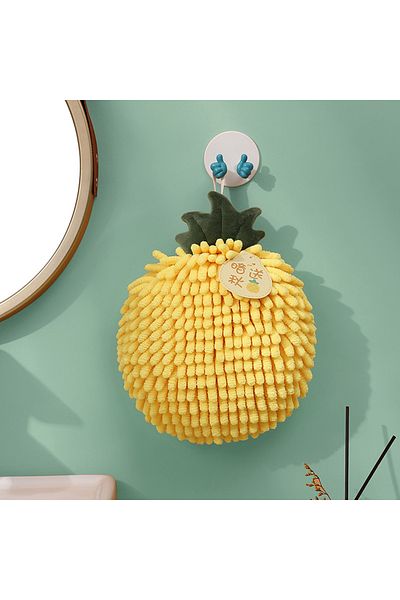 Choice Yellow Chenille Hand Towels Wipe Hand Towel Ball With Hanging Loops Quick Dry Soft Absorbent Microfi
