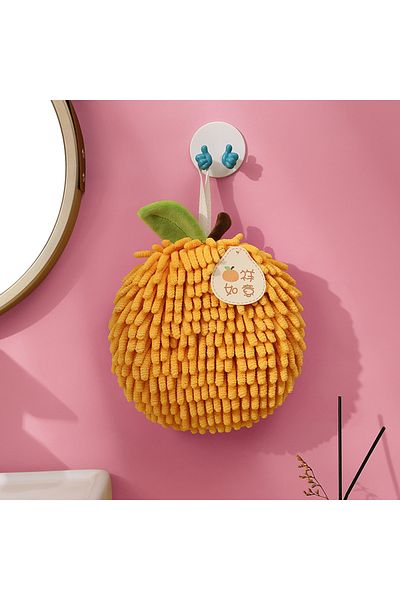 Choice Orange Chenille Hand Towels Wipe Hand Towel Ball With Hanging Loops Quick Dry Soft Absorbent Microfi