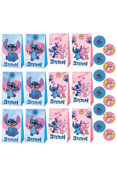 Choice Other 12pcs 12pcs Disney Lilo & Stitch Favor Gift Paper Bag With Stickers Stitch Birthday Candy Pack