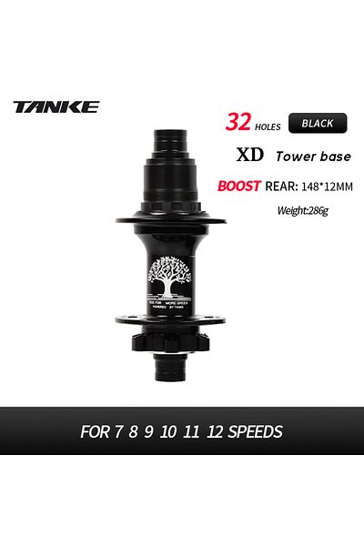 TANKE 6-bolt 32h Xd Black Rear -boost 12x148,15x110,aluminum Bicycle Hub,32 Holes 120 Clicks 4bearing