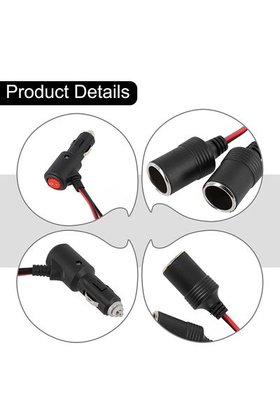 Choice Car Cigarette Lighter 12v 24v Splitter Adapter W/ On Off Switch 1 Male To 2 Female Sockets Y Spli...
