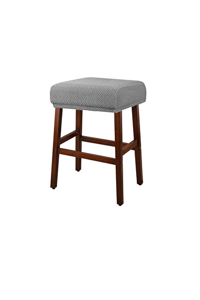 Choice1 Light Grey Stretch Rectangle Bar Stool Covers Jacquard Vanity Stool C...