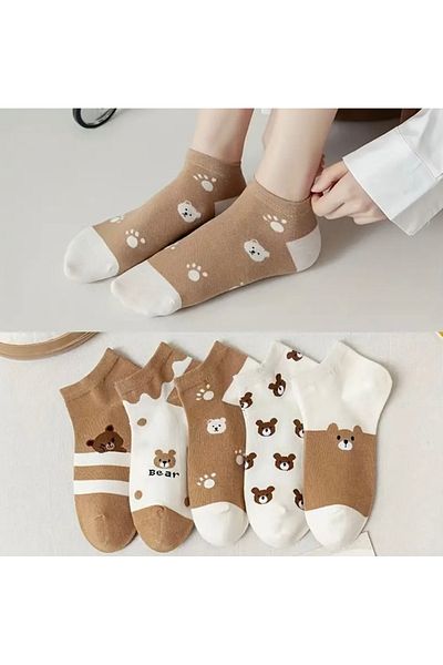 Bestrend Set of 5 Cute Patterned Women's Booties Socks