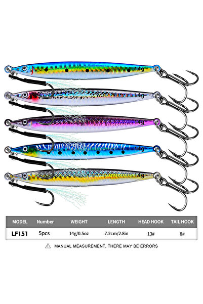 Choice طُعم صيد أسماك المياه المالحة المطبوع ثلاثي الأبعاد ABCDE 14G، 5 قطع، ...