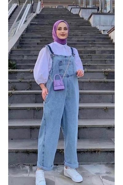 HARMAN BUTİK Women's Straped Jeans Jumpsuit