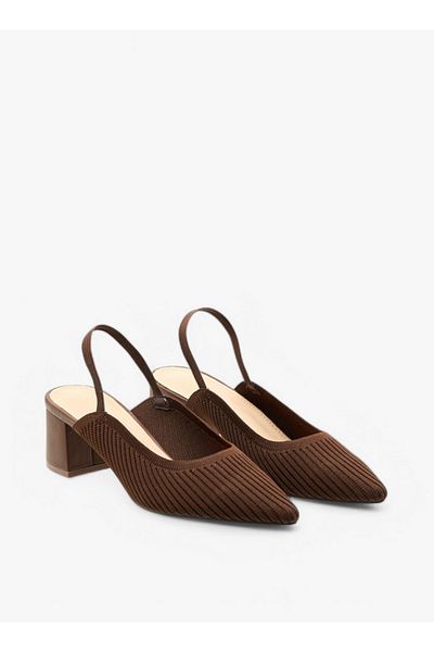 Flora Bella by Shoexpress Textured Slingback Shoes with Block Heels