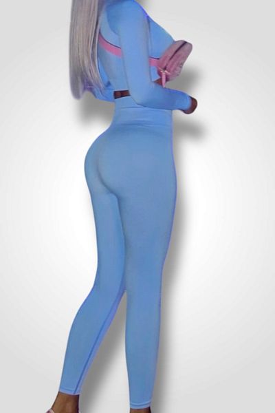 BOMBFIT Women's fitness sports shapewear set, blue