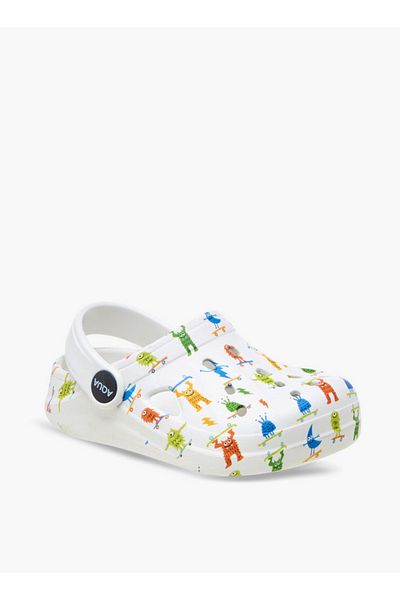 Aqua Monster Print Clogs with Backstrap