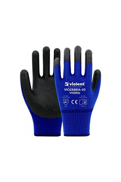 SGS Vıozebra Nitril Kaplı Zebra Eldiven Mavi-siyah No 10 2511