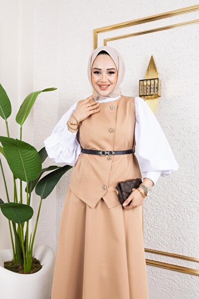 HARMAN BUTİK ΓΥΝΑΙΚΕΙΟ ΖΩΝΙΣΜΕΝΟ ΓΙΛΕΚΟ-ΦΟΥΣΤΑ 2 ΤΕΜΑΧΙΩΝ ΕΥΡΩΜΑΤΙΚΟ ΣΕΤ