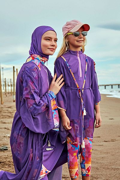 Marina Purple Patterned Kimono Kaftan - P2426