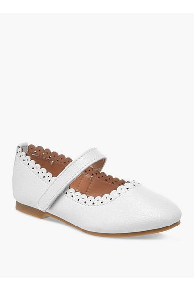 Juniors Laser Cut Ballerina Shoes with Hook and Loop Closure