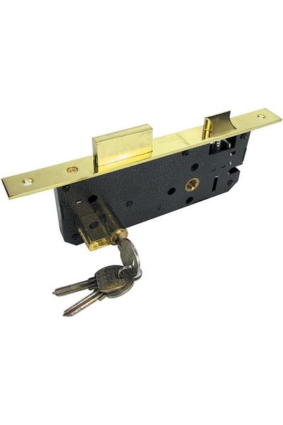 Generic AL ARQAM 70mm Door Lock Body with Both Side Key Cylinder (85-45mm) Golden & Black SS Finish