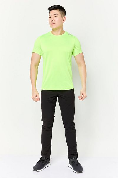 adidas Men Regular Fit Shorts Sleeves Running T-shirts, Lime Green