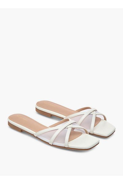 Flora Bella by Shoexpress Mesh Detail Slip-On Cross Strap Sandals