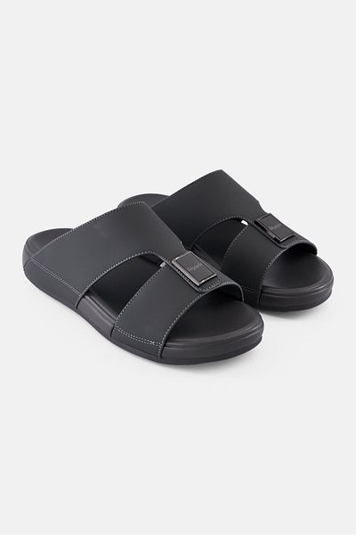 Algspar Men 2 Strap Slip On Arabic Sandals, Grey