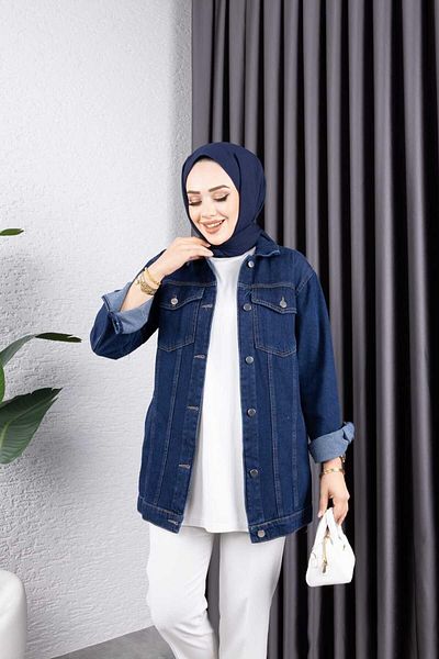 HARMAN BUTİK JACHETĂ DENIM DENIM NEGRĂ, SPĂLATĂ LA ZĂPĂ, CU BUCURI
