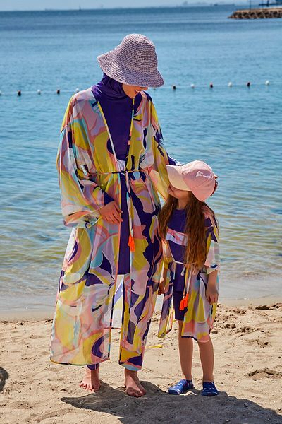 Marina Children's Patterned Colorful Kimono Kaftan P2333
