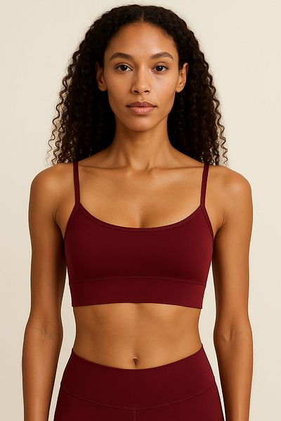 HNX Thin Strap Recovery Sports Bustier |   Burgundy