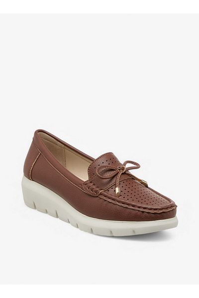 Le Confort Bow Accent Slip-On Moccasins with Wedge Heels