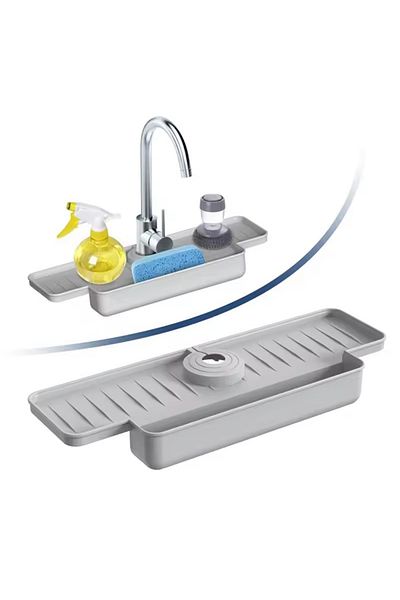ABYZ Sink protection, splash-proof, with sponge holder, Silicone, dimensions 40.3x14.3x27.5cm, color Gray
