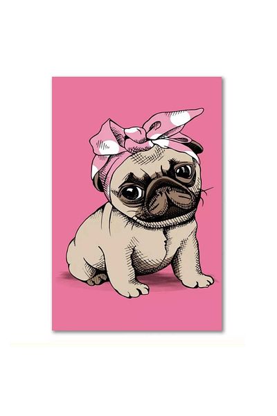 PUFO Tablou cu un pug drăguț pentru cameră, 38 cm