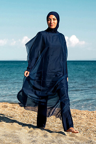 Marina Синій кафтан-кімоно-парео, який можна надягати поверх купальника-тесеттура P2201