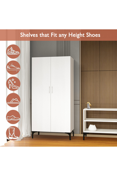 Mahmayi Modern Tall Shoe Cabinet 7 Shelves, Perfect for Entryways Solution for Shoe Collection
