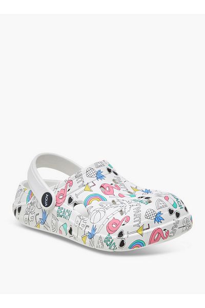Aqua Graphic Print Clogs with Backstrap
