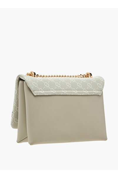 Celeste Monogram Print Cross Body Bag with Flap Closure and Chain Strap - W 6 x H 15 x D 21 cm