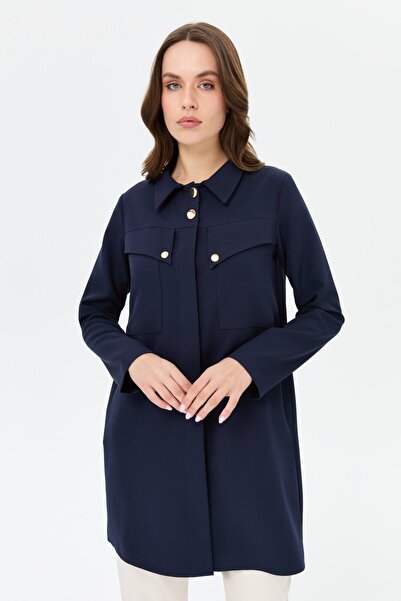 Esswaap Çift Cep Detaylı Esnek Kumaş Tunik Laci